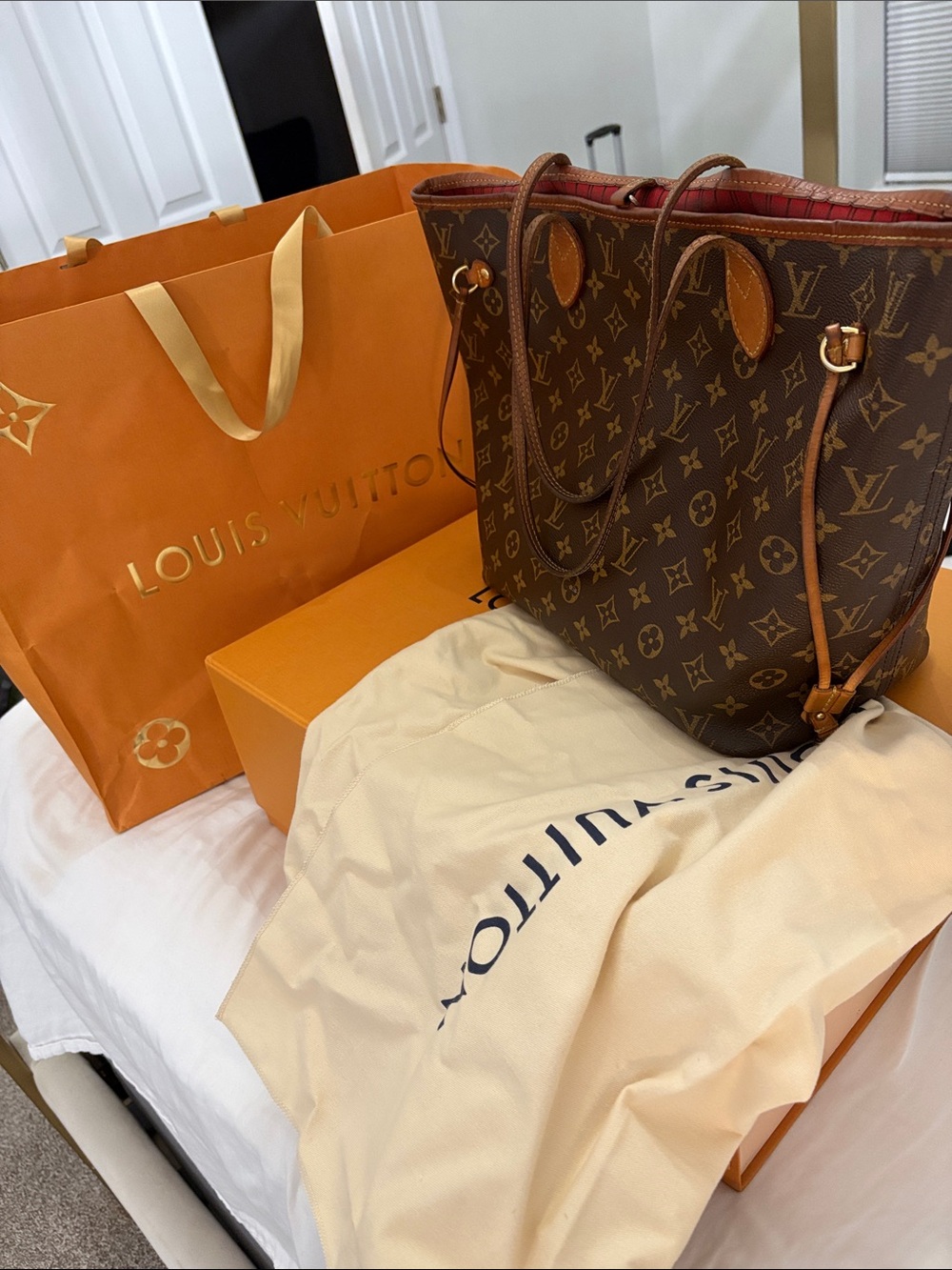 Louis Vuitton Monogram Canvas Tote with Tan Trim